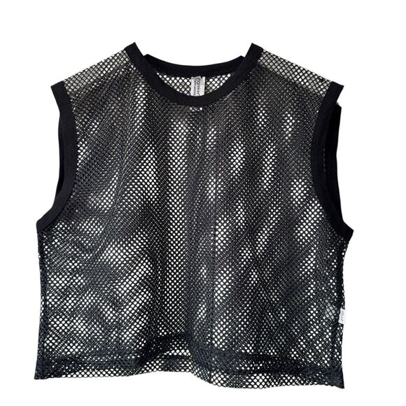 Marek & Richard Core Mesh Crop Tank Sheer Black Medium Polyester Pristine - Picture 1 of 11